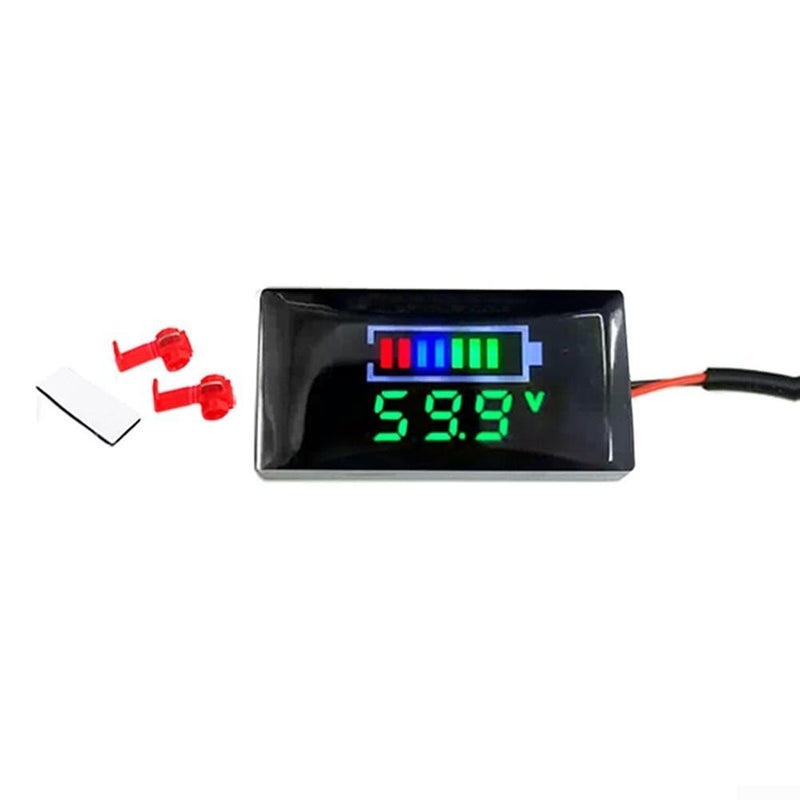 Green Mini LED Digital Voltmeter Panel DC 12V 150V Voltage Monitor With Alarm For Motorcycle Car Battery - Image 2