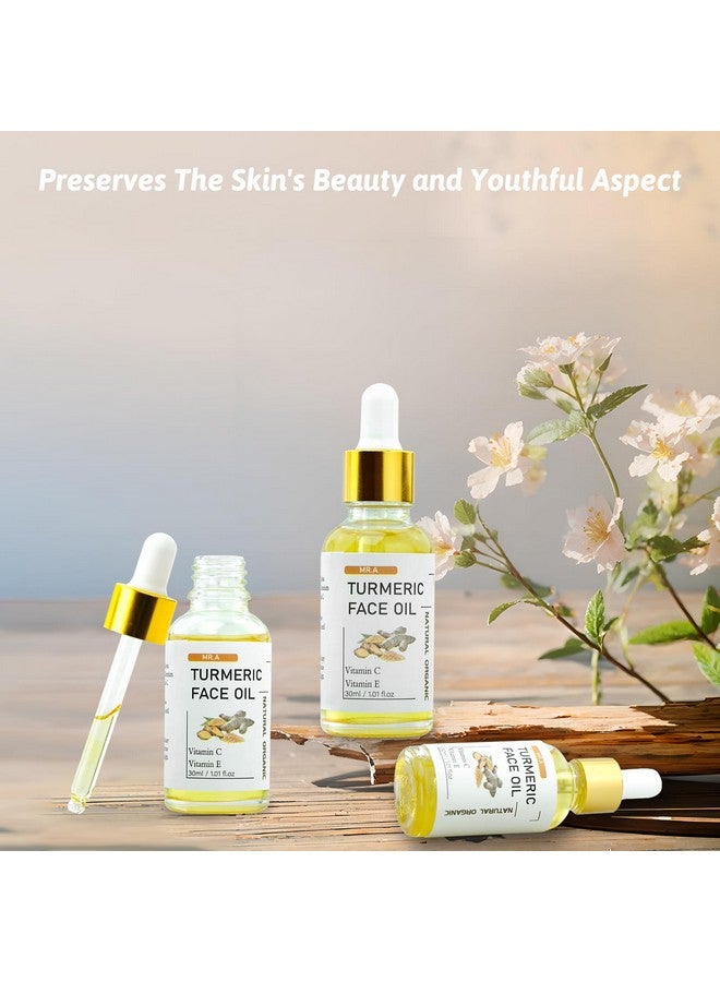 زيت الكركم زيت الكركم للوجه والجسم 100% زيت الكركم العطري الطبيعي النقي مع فيتامين C رائع لتنظيف البشرة وترطيبها وتلطيفها زيت الكركم للوجه لجميع أنواع البشرة (3 قطع 30 مل) - Image 3