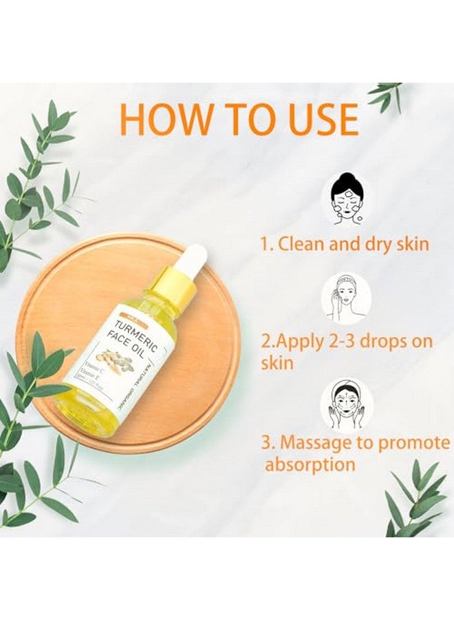 زيت الكركم زيت الكركم للوجه والجسم 100% زيت الكركم العطري الطبيعي النقي مع فيتامين C رائع لتنظيف البشرة وترطيبها وتلطيفها زيت الكركم للوجه لجميع أنواع البشرة (3 قطع 30 مل) - Image 4