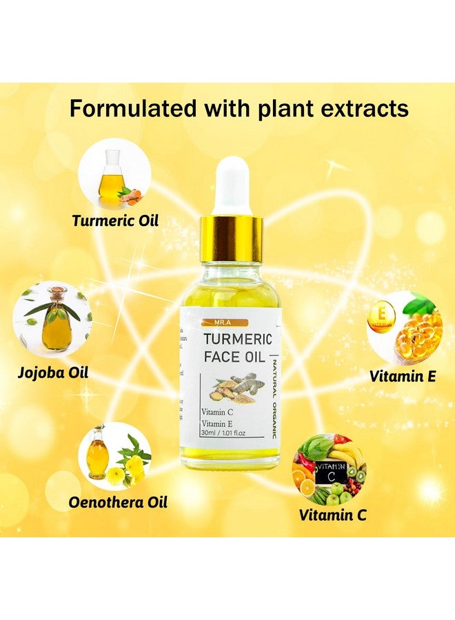 زيت الكركم زيت الكركم للوجه والجسم 100% زيت الكركم العطري الطبيعي النقي مع فيتامين C رائع لتنظيف البشرة وترطيبها وتلطيفها زيت الكركم للوجه لجميع أنواع البشرة (3 قطع 30 مل) - Image 2