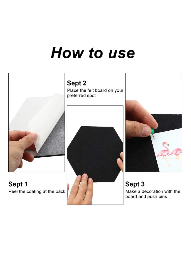 Hexagon Cork Board Tiles - Felt Wall Decor Panels, Kids Bulletin Board, Photo Tiles, Magazine Boards, Pinboards for Wall Decoration, Office Organization, Bedroom Wall Art - Image 2