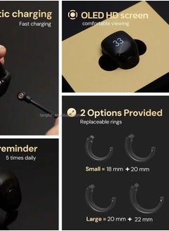 Generic Smart Tasbeeh Ring with Prayer Reminder, OLED Display, Waterproof, and 10 Days Battery Life Latest Version - Size 18-20mm Black  - Image 4