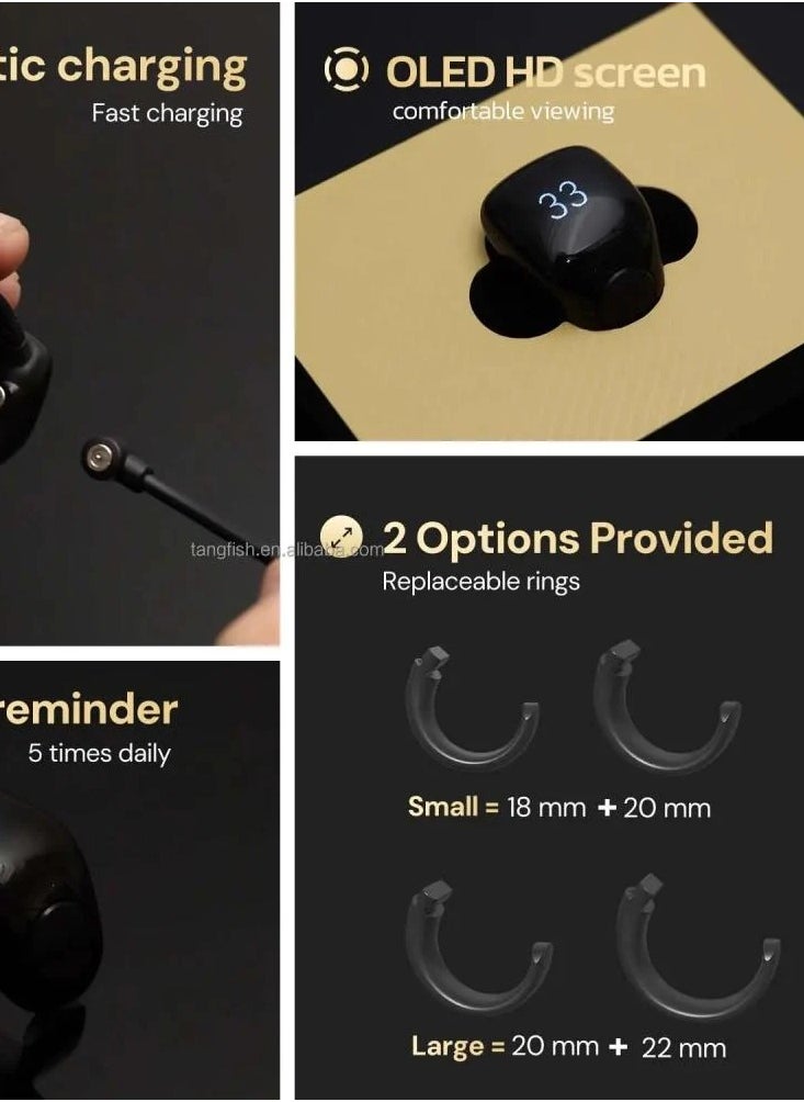 Generic Smart Tasbeeh Ring with Prayer Reminder, OLED Display, Waterproof, and 10 Days Battery Life Latest Version - Size 18-20mm Black  - Image 4