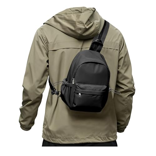 SEAFEW Small Black Sling Crossbody Bag for Men Women, Shoulder Daypack Mini Anti-Theft Cross Body Motorcycle Chest Bags, Small One Strap Fanny Back Pack for Casual Travel Hiking Sport Gym - Image 1