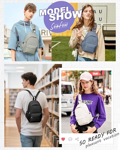 SEAFEW Small Black Sling Crossbody Bag for Men Women, Shoulder Daypack Mini Anti-Theft Cross Body Motorcycle Chest Bags, Small One Strap Fanny Back Pack for Casual Travel Hiking Sport Gym - Image 2