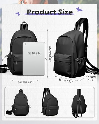 SEAFEW Small Black Sling Crossbody Bag for Men Women, Shoulder Daypack Mini Anti-Theft Cross Body Motorcycle Chest Bags, Small One Strap Fanny Back Pack for Casual Travel Hiking Sport Gym - Image 3