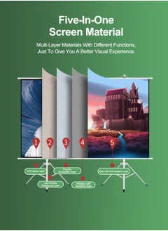 Flash Hawk 120 inch 16:9 Portable Projection Screen, White Fiberglass Material, with 2 Tripod Stands for Outdoor and Indoor Home Theater  - Image 5