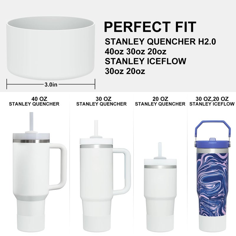 Affute Protective Silicone Boot for Stanley Quencher H2.0 40 30 20 oz & IceFlow Flip 30 20 oz, BPA Free Anti-Noise Anti-Scratch, Stanley Cup Protector Sleeve Cover Boot (Frost) - Image 2