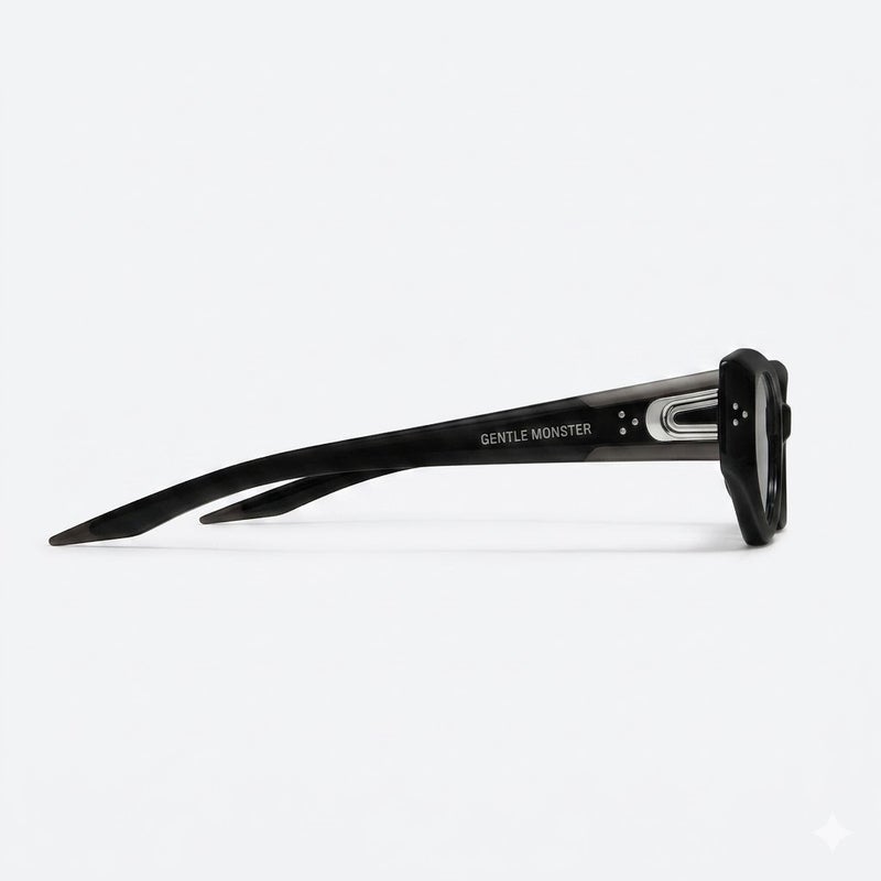 جنتل مونستر نظارات شمسية Gentle Monster DEVON Col.01 55 بتصميم عين القطة للجنسين - أسود/رمادي شفاف - Image 3