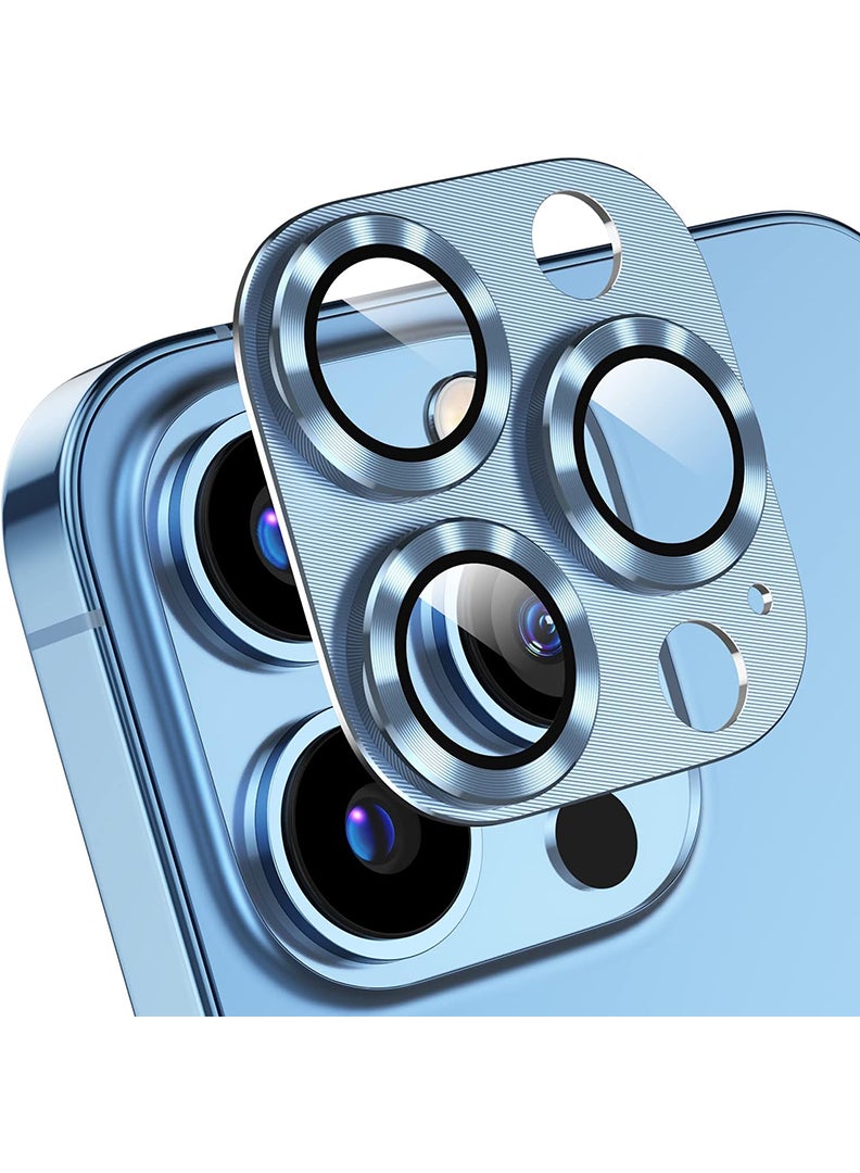 Theodor iPhone 13 Pro Max/ 13 Pro  Camera Lens Protector With 9H Tempered Glass Camera Ring Anti Scratch Metal Plate [Drop Protection], Case Friendly Camera Cover, Sierra Blue - Image 1