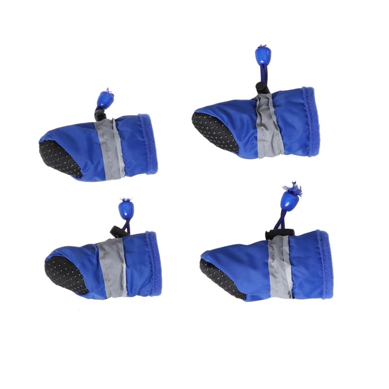 Dog Boots Waterproof Puppy Shoes: 4Pcs Anti- Slip Dogs Boots Paw Protector Walking Pet Booties for Small Medium Dogs Blue - Image 2