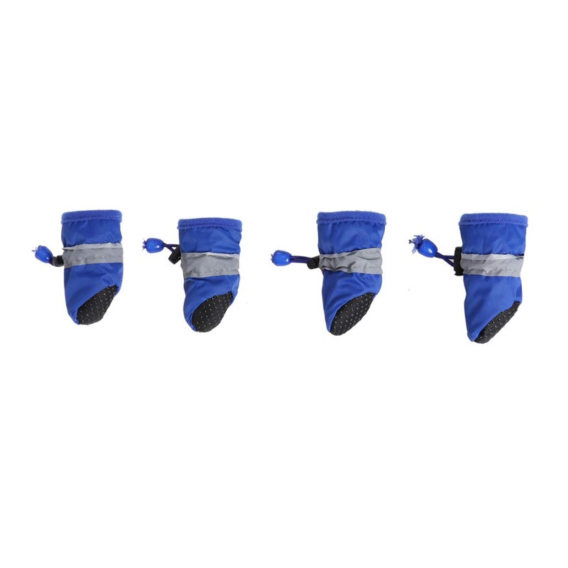 Dog Boots Waterproof Puppy Shoes: 4Pcs Anti- Slip Dogs Boots Paw Protector Walking Pet Booties for Small Medium Dogs Blue - Image 3