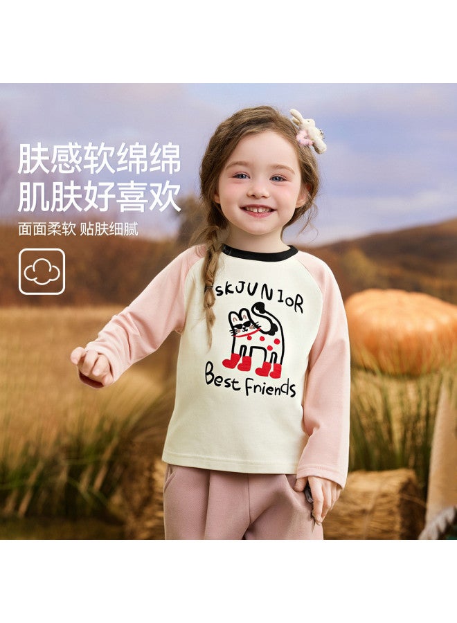 ASK JUNIOR Children's Long Sleeve T-shirt 2025 Autumn Kids Raglan Sleeve Pure Cotton Base Layer Girl's - Image 4