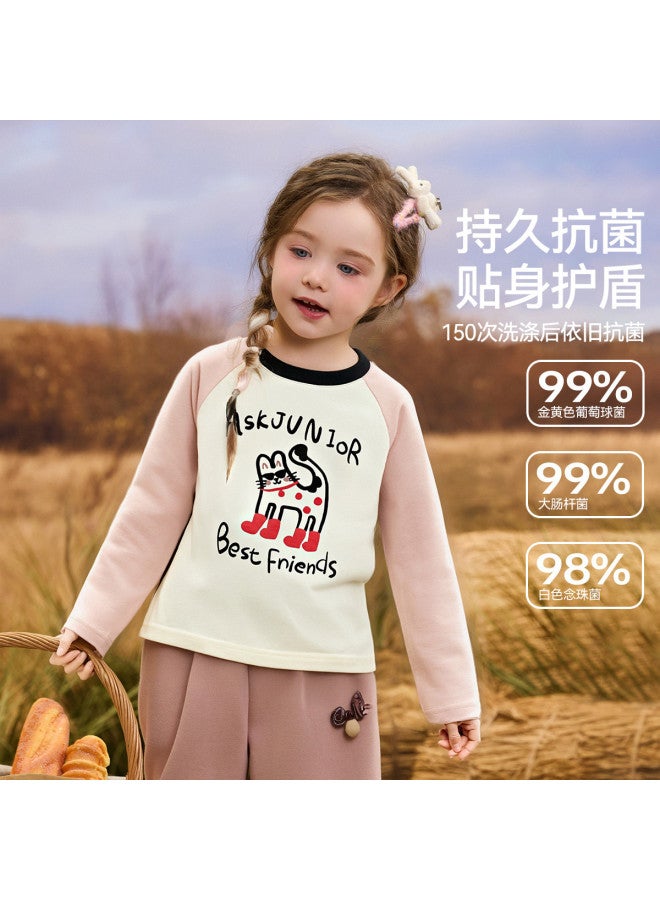 ASK JUNIOR Children's Long Sleeve T-shirt 2025 Autumn Kids Raglan Sleeve Pure Cotton Base Layer Girl's - Image 3