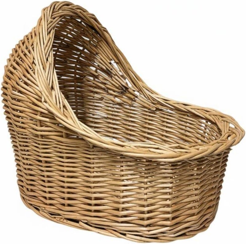 Qianly Wicker Woven Pet Bed Handwoven Woven Animal Basket Multi-Functional Infant Basket Photography Prop for Photographers, Home Decor, Nursery, M - Image 1