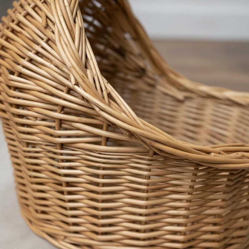 Qianly Wicker Woven Pet Bed Handwoven Woven Animal Basket Multi-Functional Infant Basket Photography Prop for Photographers, Home Decor, Nursery, M - Image 2