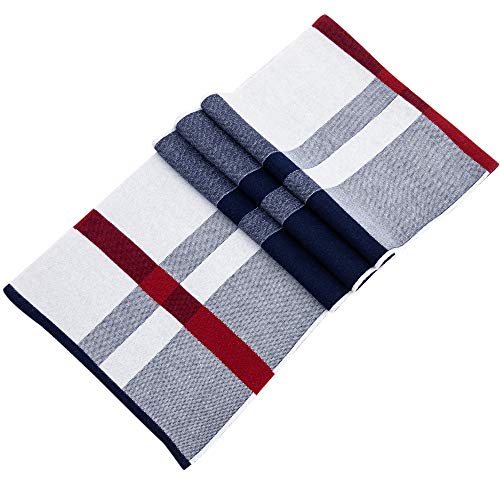 Lallier Men's Merino Wool Scarf, Long Winter Neckwear with Gift Box (Navy Tartan) - Image 4