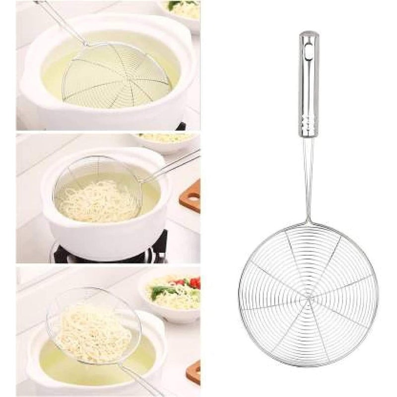 IDEAL PRIME Durable Stainless Steel Skimmer Deep Fry Jhara Gujiya Maker Combo Set Steel Poori Jhara Foor Strainer Frying Jhara Gujiya Sancha Kitchen Tool Set Pack of 2 - Image 4