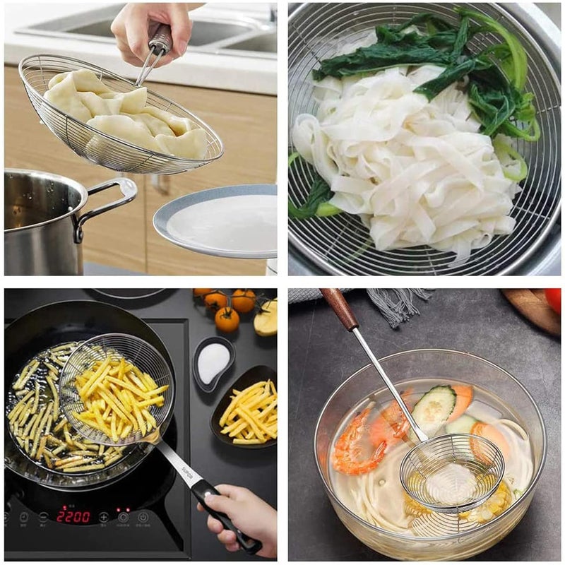 IDEAL PRIME Durable Stainless Steel Skimmer Deep Fry Jhara Gujiya Maker Combo Set Steel Poori Jhara Foor Strainer Frying Jhara Gujiya Sancha Kitchen Tool Set Pack of 2 - Image 2