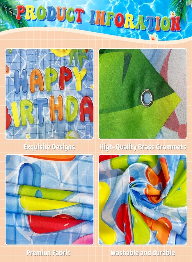NUTTYBASH Pool Party Birthday Decorations, Happy Birthday Pool Party Banner Backdrop Decorations, Summer Birthday Party Decorations Swimming Pool Party Decorations for Hawaiian Flamingo Party - Image 3