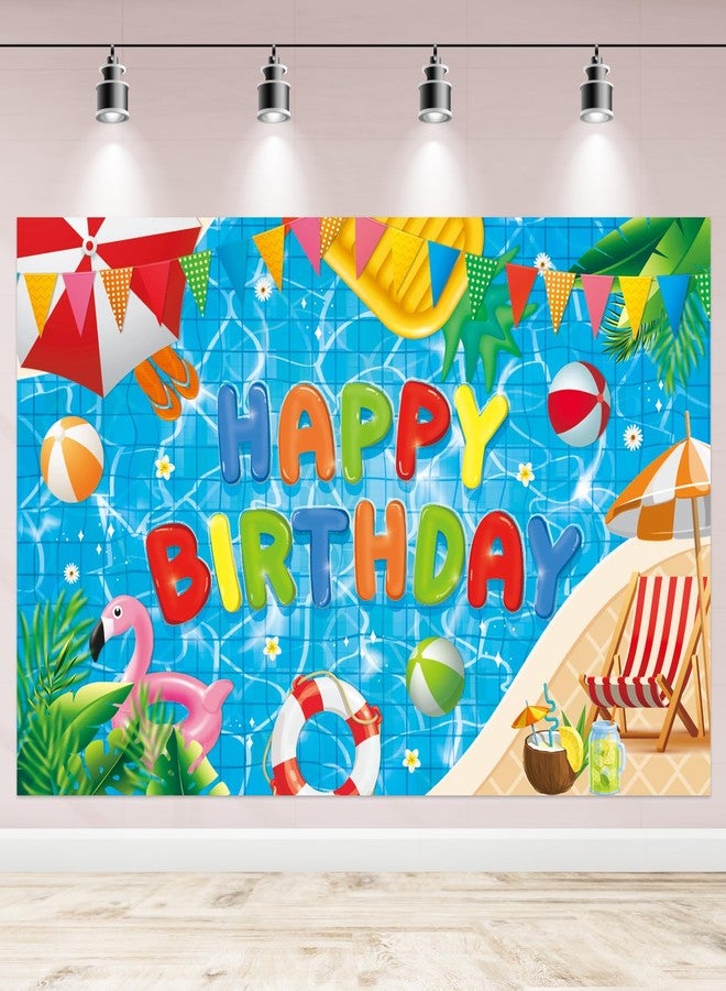 NUTTYBASH Pool Party Birthday Decorations, Happy Birthday Pool Party Banner Backdrop Decorations, Summer Birthday Party Decorations Swimming Pool Party Decorations for Hawaiian Flamingo Party - Image 1
