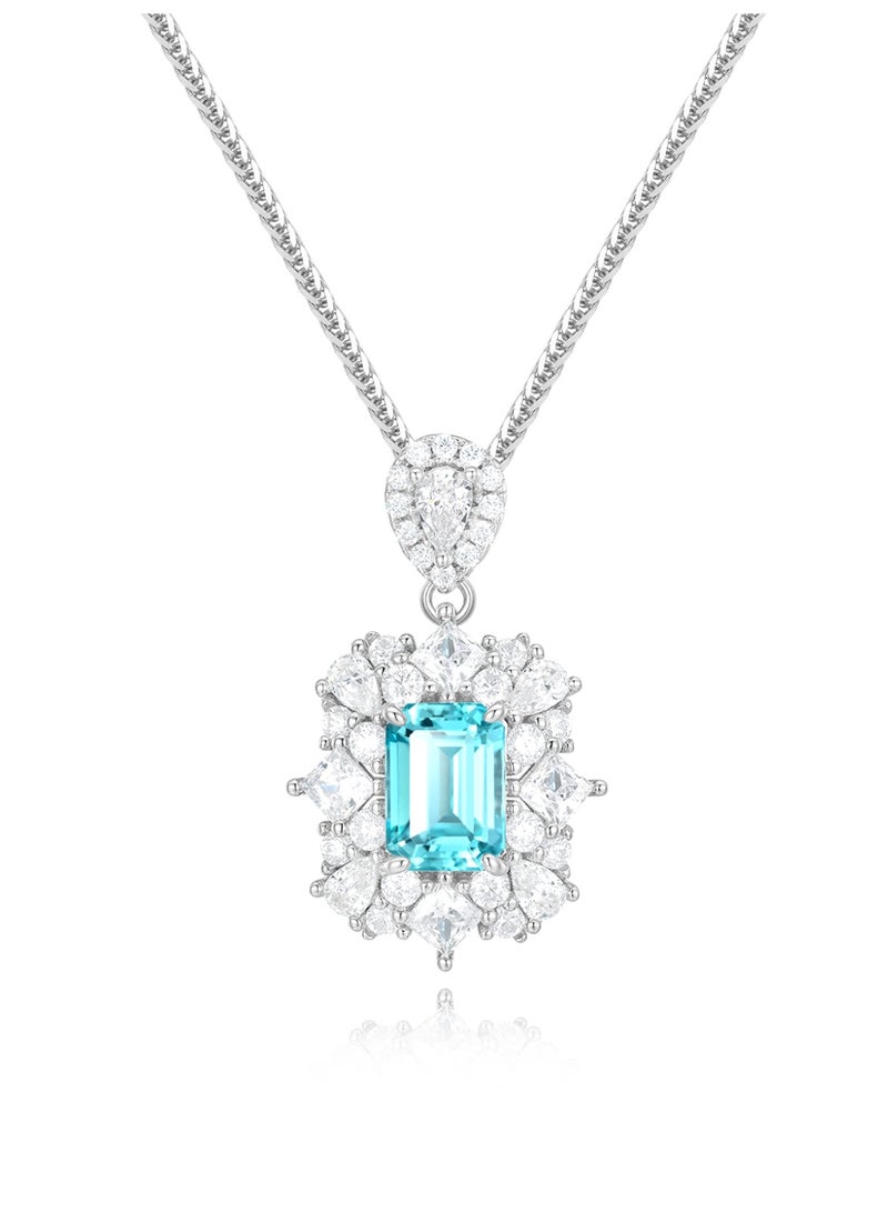 Elegant and grand artificial Sapphire gemstone pendant necklace - Image 1