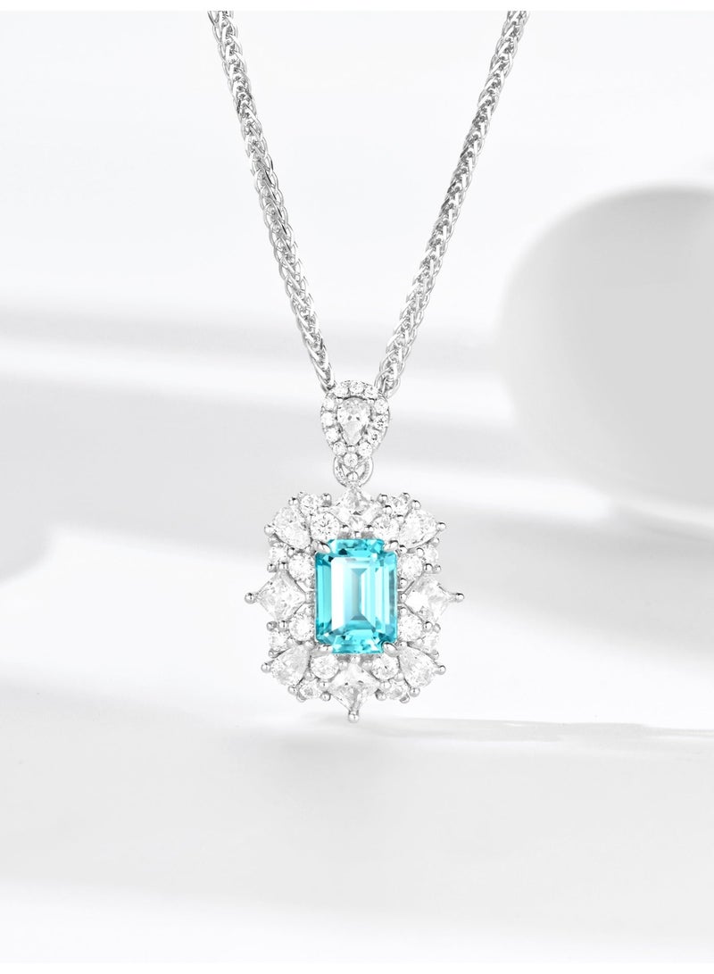 Field necklace for ladies  artificial blue diamond Pendant Necklace diamond necklace - Image 2