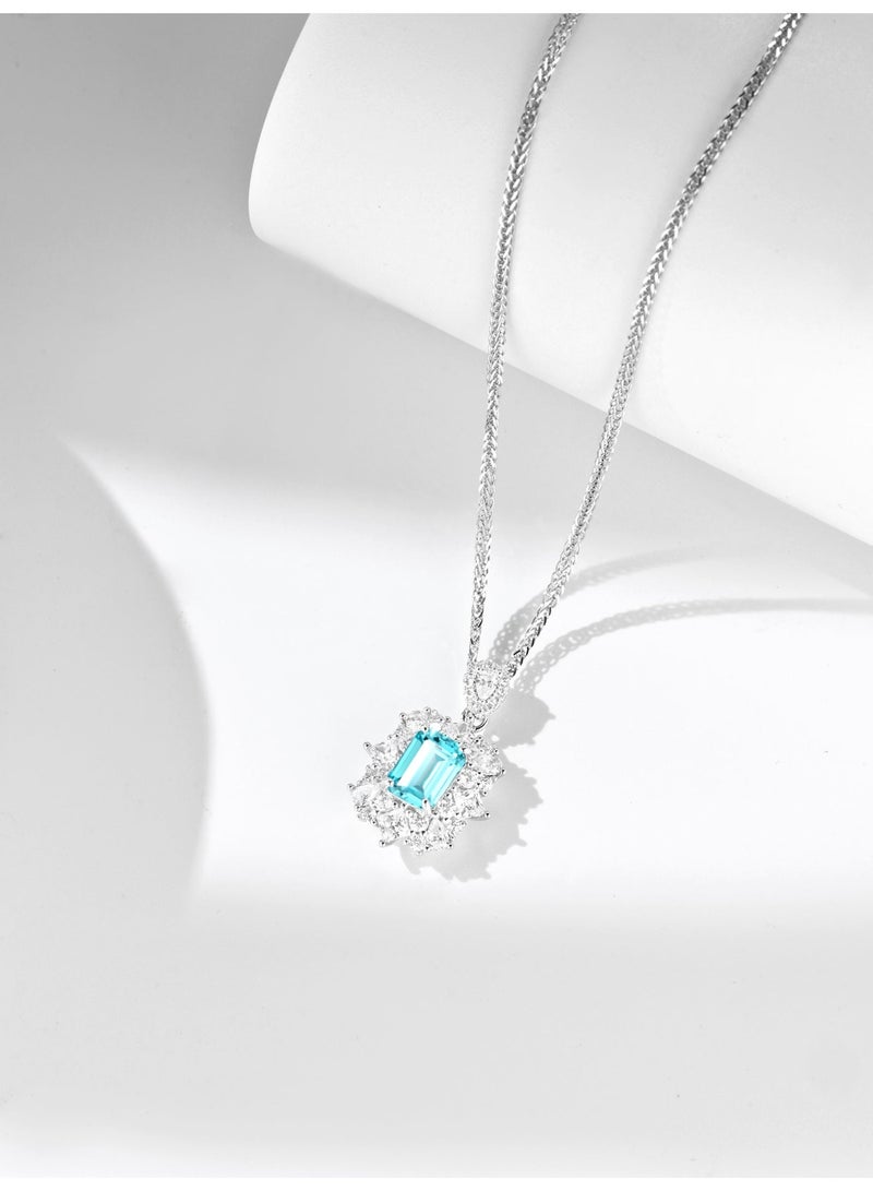 Field necklace for ladies  artificial blue diamond Pendant Necklace diamond necklace - Image 4