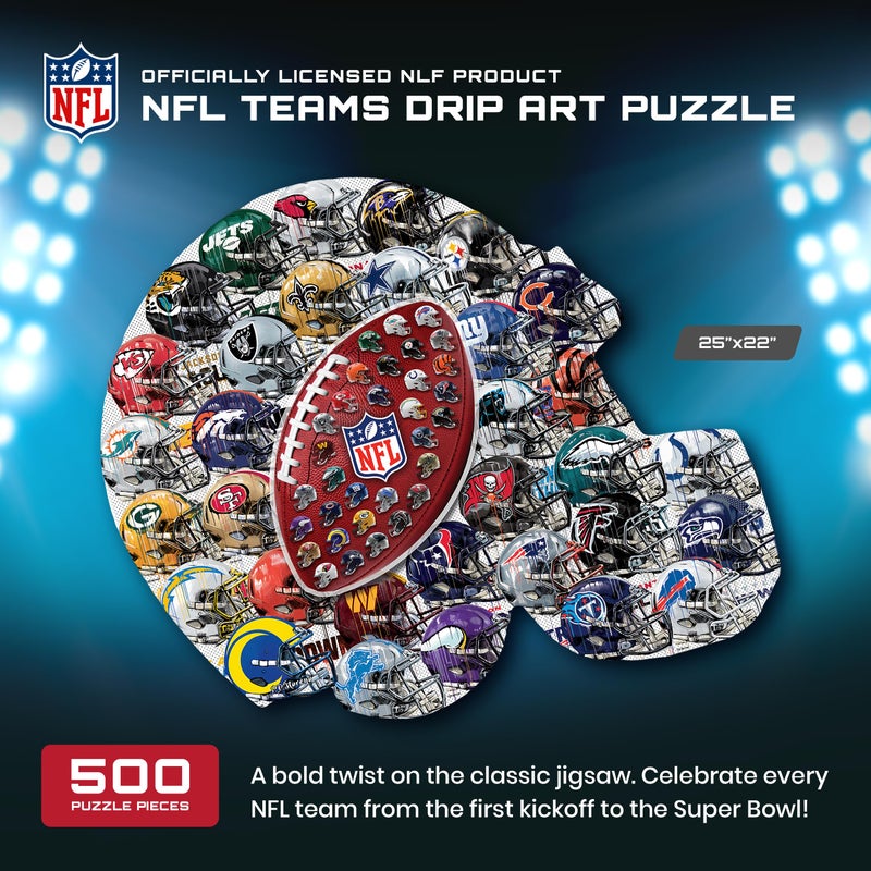 MasterPieces 500-Piece NFL Drip Art Helmet Shaped Puzzle - Perfect for NFL Fanatics - 25"x22" - Image 3