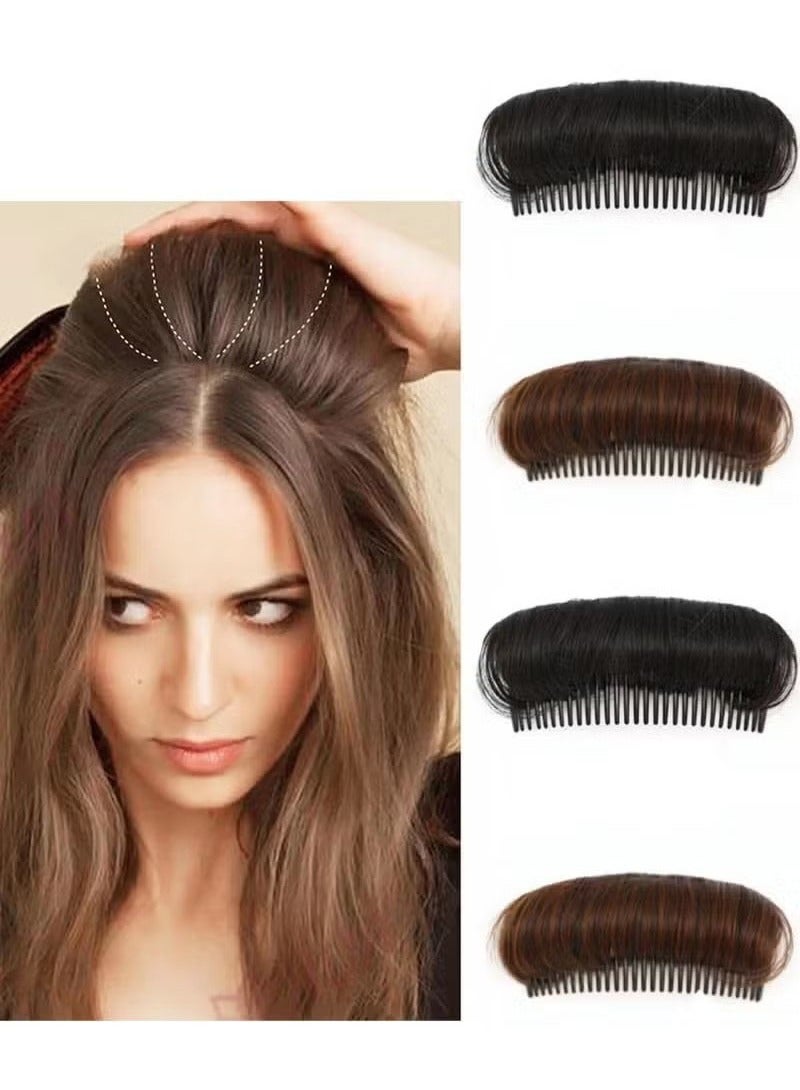4 PCS Invisible Fluffy Hair Pad Puff Hair Head Cushion Synthetic Hair Pad Clip Invisible False Hair Clip Bun Bump It Up Volume Hair Base for Women Girls - Image 1