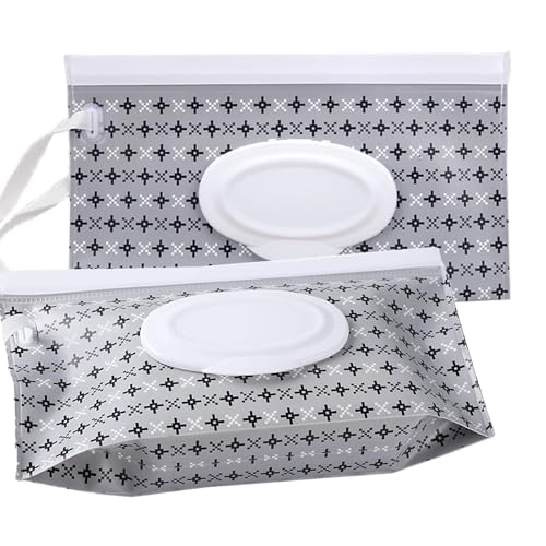 VOONGOR Baby Wipe Dispenser, 2 Pack Reusable Baby Wipe Container, Portable Refillable Baby Wipe Holder Wipes Pouch for Travel & Home Use - Image 1