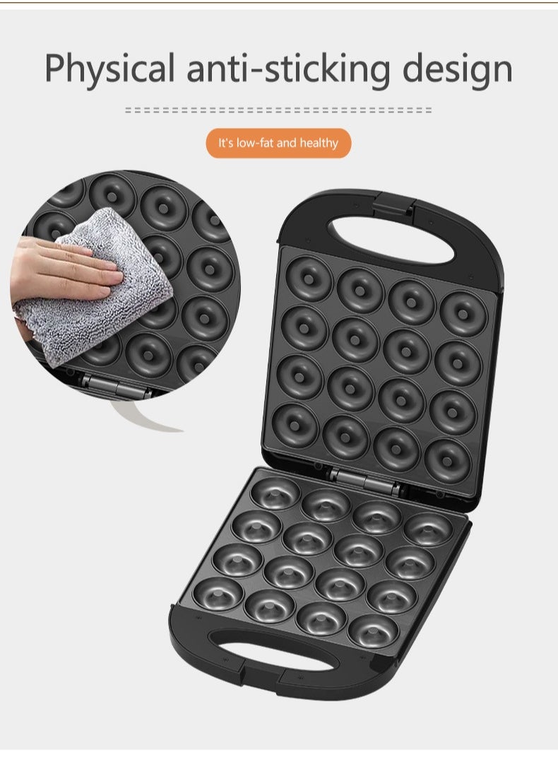 Mini Donut Maker,1200W Non-Stick Coating Plate,Double-Sided Heating Makes 16 Doughnuts for Kid Breakfast, Snacks, Maker Nuts or Vegan Donuts,SK-08023
