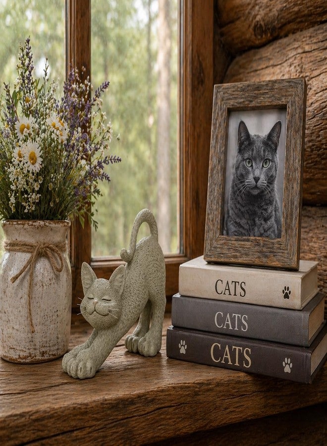 JFSM INC. Whimsical Stretching Gray Cat Figurine - 4.5" Hand-Painted Resin Kitty Sculpture for Relaxing Home or Office Decor - Zen-Inspired Desk Accent or Shelf Ornament for Cat Lovers - Image 3