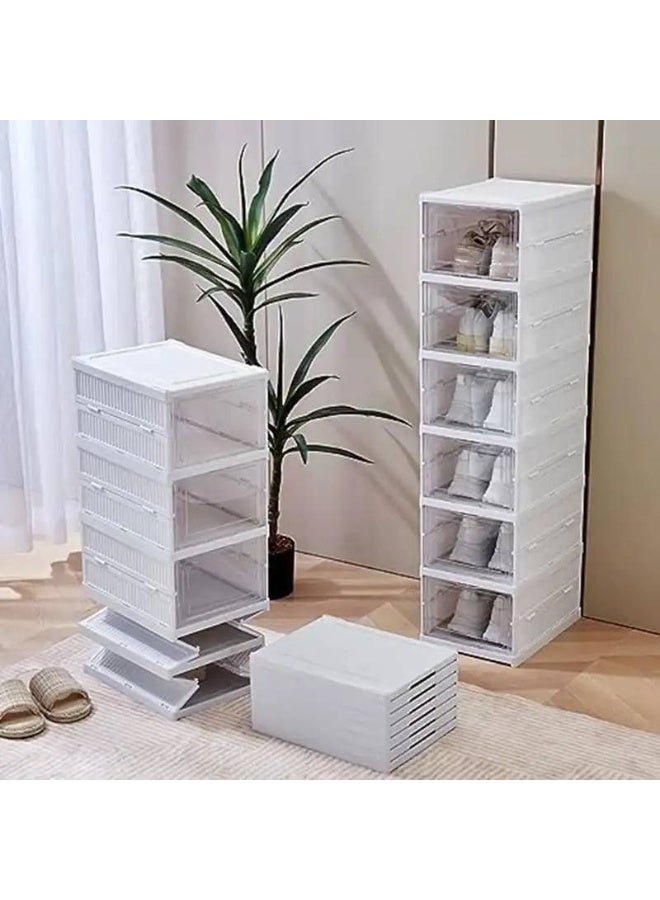 ناما رف أحذية مستقل مصنوع من الأكريليك بتصميم صناديق أحذية قابلة للطي والتكديس، 6 طبقات. - Image 1