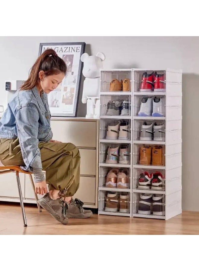 ناما رف أحذية مستقل مصنوع من الأكريليك بتصميم صناديق أحذية قابلة للطي والتكديس، 6 طبقات. - Image 4