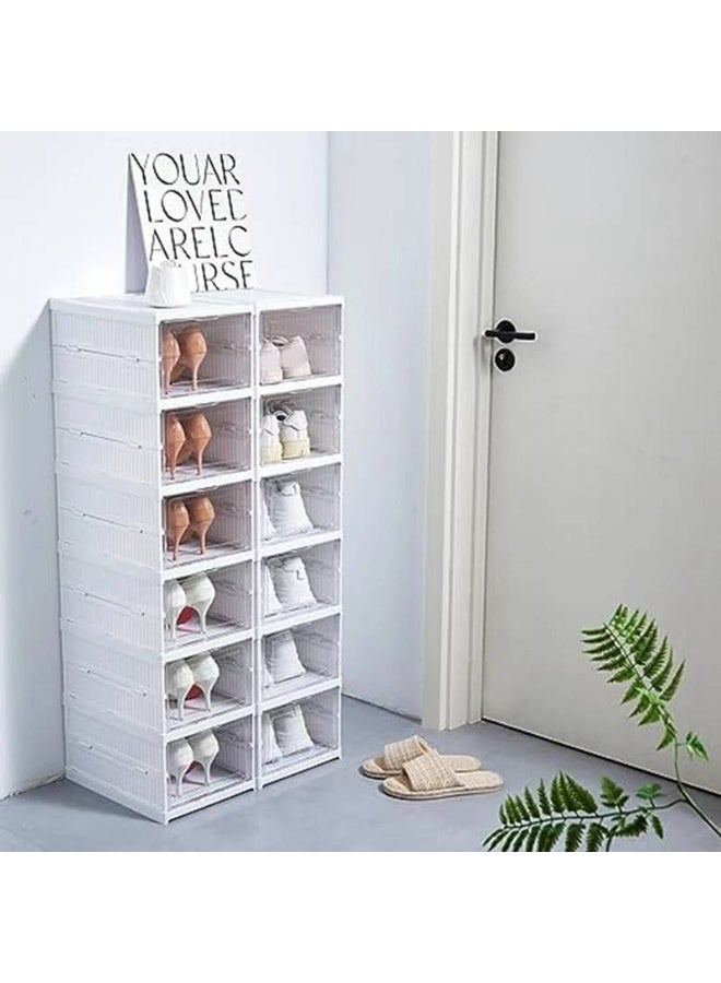 ناما رف أحذية مستقل مصنوع من الأكريليك بتصميم صناديق أحذية قابلة للطي والتكديس، 6 طبقات. - Image 3