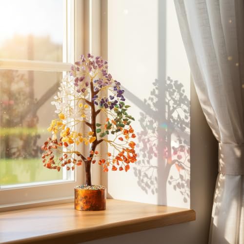 ZAICUS 7 Chakra Crystal Money Tree – Feng Shui Bonsai Tree for Home & Office Decor | Energy Healing & Prosperity Gift Item - Image 1