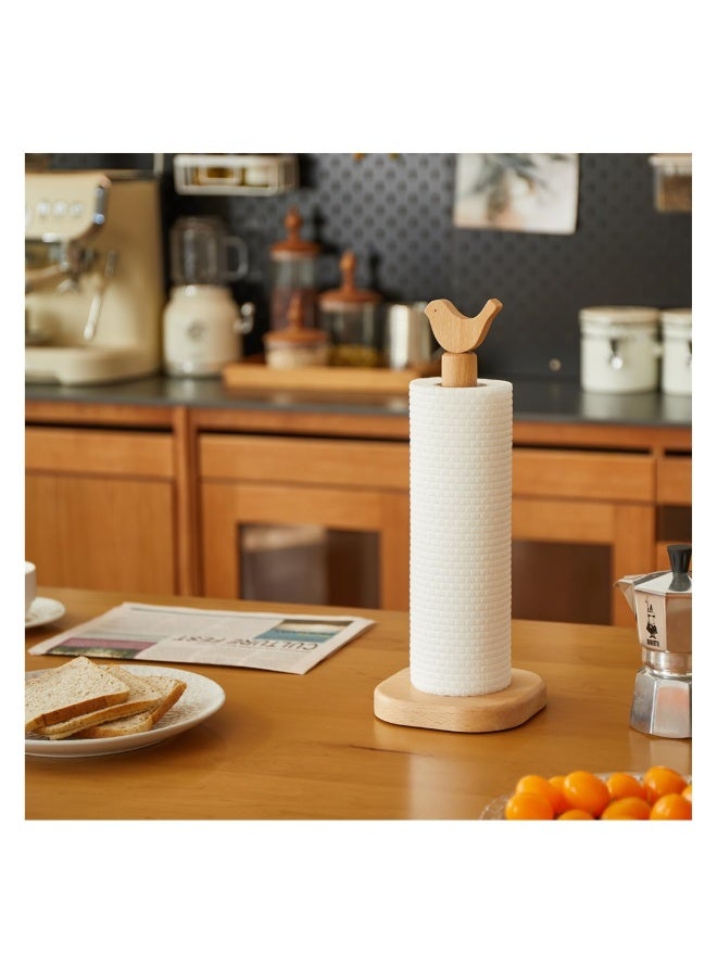 Wooden Paper Towel Holder, Cute Bird Design Kitchen Roll Stand, Kawaii Countertop Organizer and Dispenser, Home Decor for Table and Kitchen, 33.5 cm - Image 3