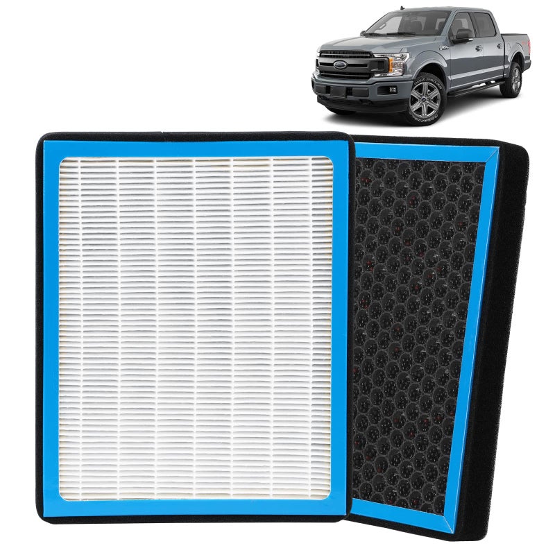 فلتر هواء المقصورة FL3Z19N619A متوافق مع فورد F150 F250 F350 F450 F550 إكسبيديشن لينكولن نافيجيتور فلاتر هواء كابونية نشطة للسيارة بديل CF12150 سهل التركيب