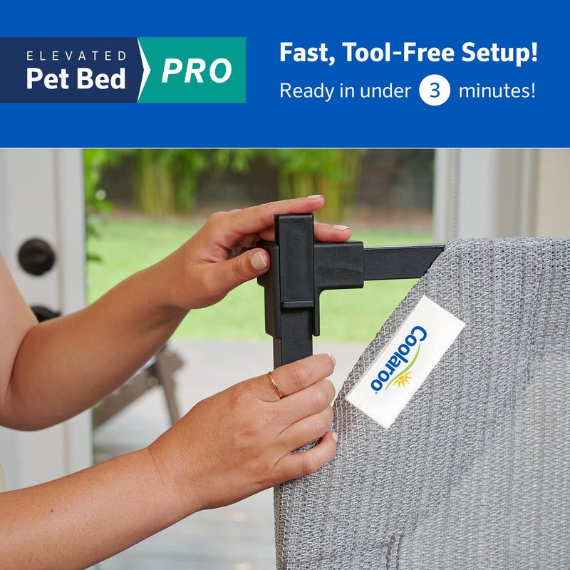 COOLAROO Cooling Elevated Dog Bed PRO Standard, Fits in 48in Crate, Easy Assembly Frame, Steel Grey. - Image 2