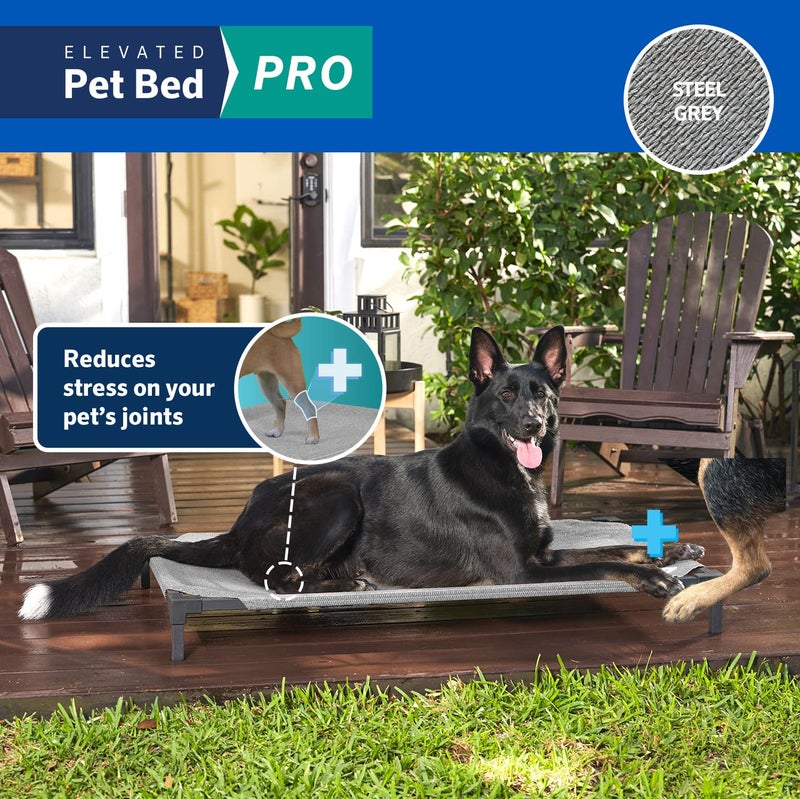 COOLAROO Cooling Elevated Dog Bed PRO Standard, Fits in 48in Crate, Easy Assembly Frame, Steel Grey. - Image 4