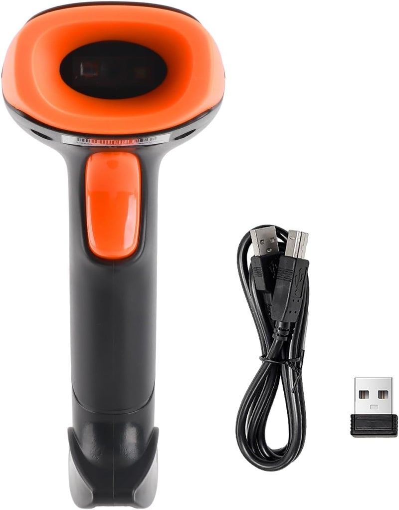 ماسح ضوئي محمول aqxreight لرموز 1D و 2D و QR، قارئ باركود سلكي USB، مسح مستمر يدوي، مستشعر صورة CMOS، يدعم شاشة PDF417، متوافق مع MacOS L وموثوق به للكتب (اتصال USB و 2.4G) فرز سريع بالمدن الكبرى - Image 1