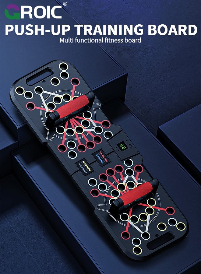 GROIC Multifunctional Push-Up Board with Resistance Bands & Handles – Foldable Fitness Board Home Gym Equipment for Chest, Shoulders, Back & Triceps Training - Image 2