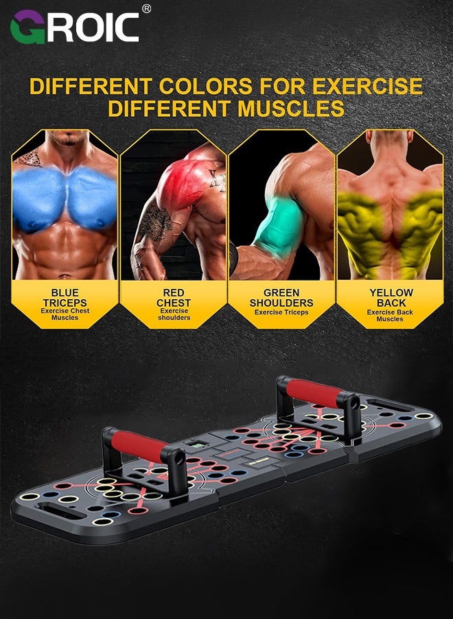 GROIC Multifunctional Push-Up Board with Resistance Bands & Handles – Foldable Fitness Board Home Gym Equipment for Chest, Shoulders, Back & Triceps Training - Image 3