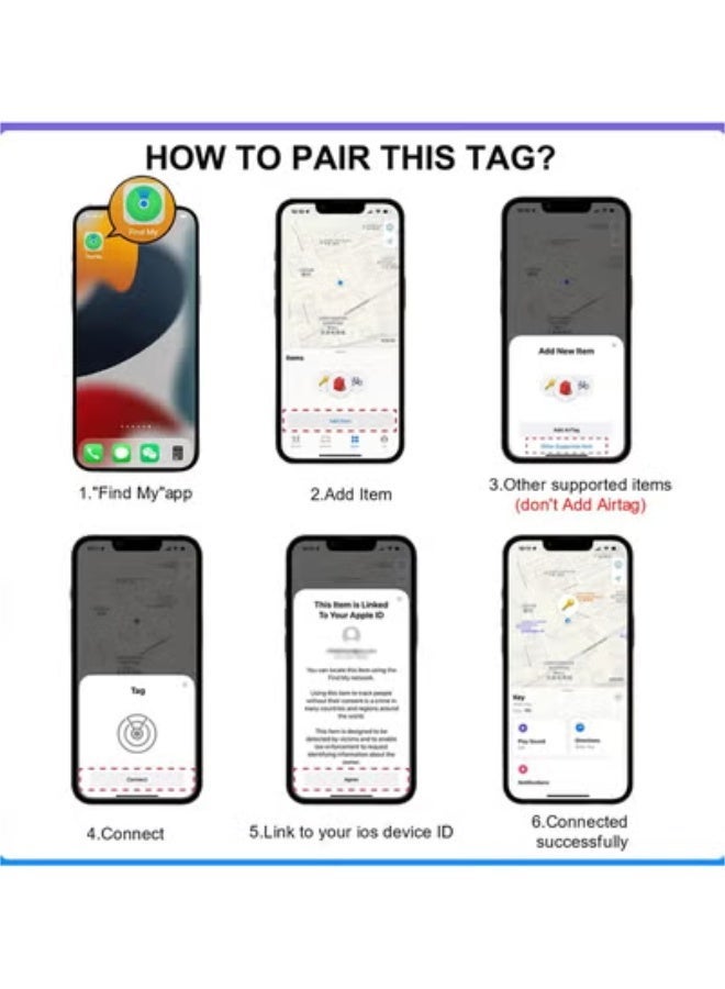 Key Finder for iPhone – Apple Find My Compatible Item Tracker, Anti-Loss Global Positioning Tag for Purses/Bags/Luggage (Black) - Image 4