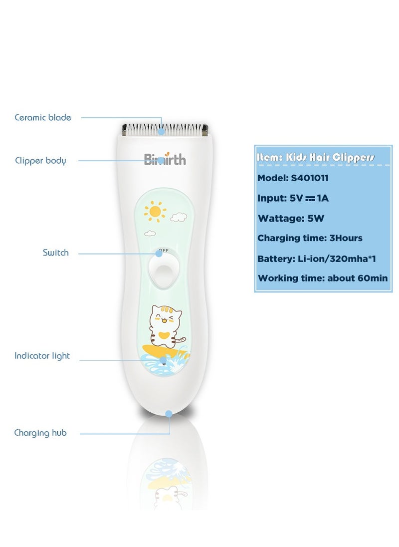 Bimirth - Baby Hair Clipper, Silent Hair Trimmer for Kids and Children, Waterproof  Electric Rechargeable Haircut Kit - Image 1