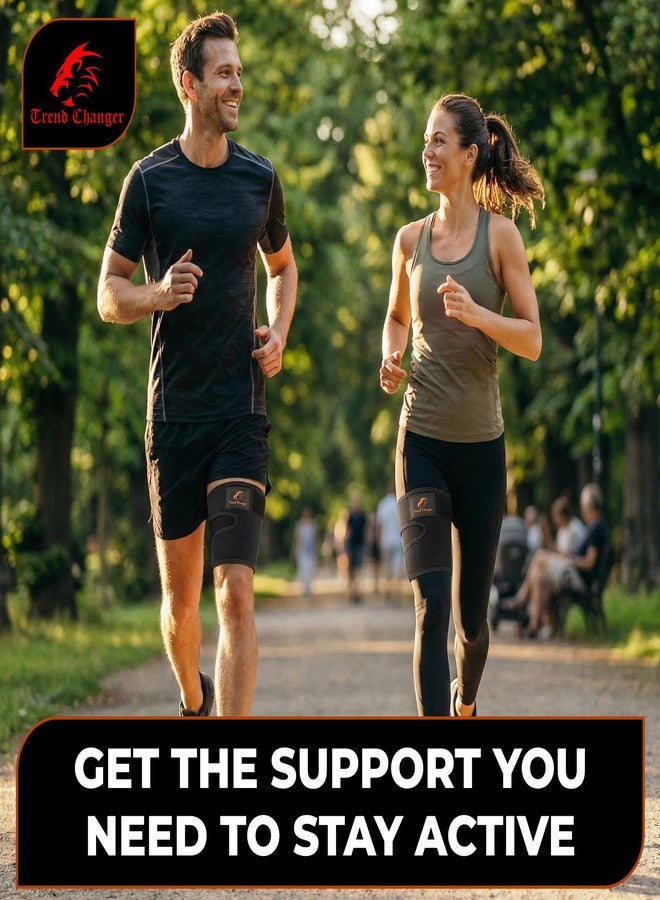 Trend Changer Thigh Compression Sleeve, Hamstring Compression Sleeve for Injury Support and Recovery - Adjustable Neoprene Thigh Brace with Hook and Loop Straps for Running, Cycling, Basketball - Men and Women - Image 5