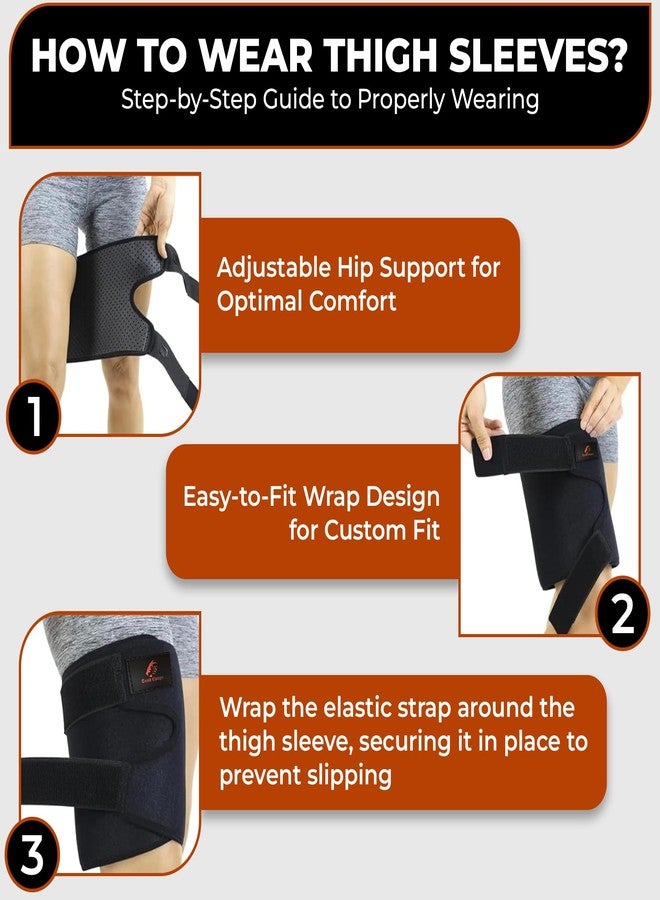 Trend Changer Thigh Compression Sleeve, Hamstring Compression Sleeve for Injury Support and Recovery - Adjustable Neoprene Thigh Brace with Hook and Loop Straps for Running, Cycling, Basketball - Men and Women - Image 4