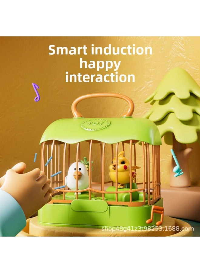 Children's Early Education Educational Toys Cute Fun Induction Learning Tongue Bird Cage Fish Tank Multi-function Parent-Child Interaction Shake Tone Same-Color:Green⭐Upgraded Birdcage 【learning To Speak/early Education Content】 Rechargeable Version - Image 4