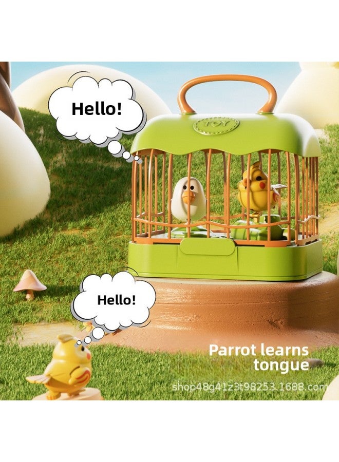 Children's Early Education Educational Toys Cute Fun Induction Learning Tongue Bird Cage Fish Tank Multi-function Parent-Child Interaction Shake Tone Same-Color:Green⭐Upgraded Birdcage 【learning To Speak/early Education Content】 Rechargeable Version - Image 5